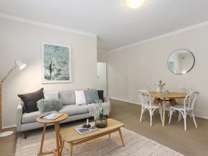 Renovated two bedroom apartment with parking passes in at auction for $587k.
