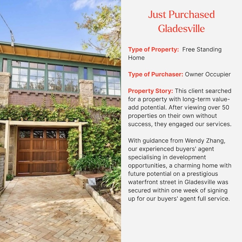 A home in Gladesville in Sydney purchased by Wendy Zhang buyers agent