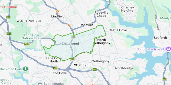 Map of chatswood - serviced by Premier Home Finders Buyers agents