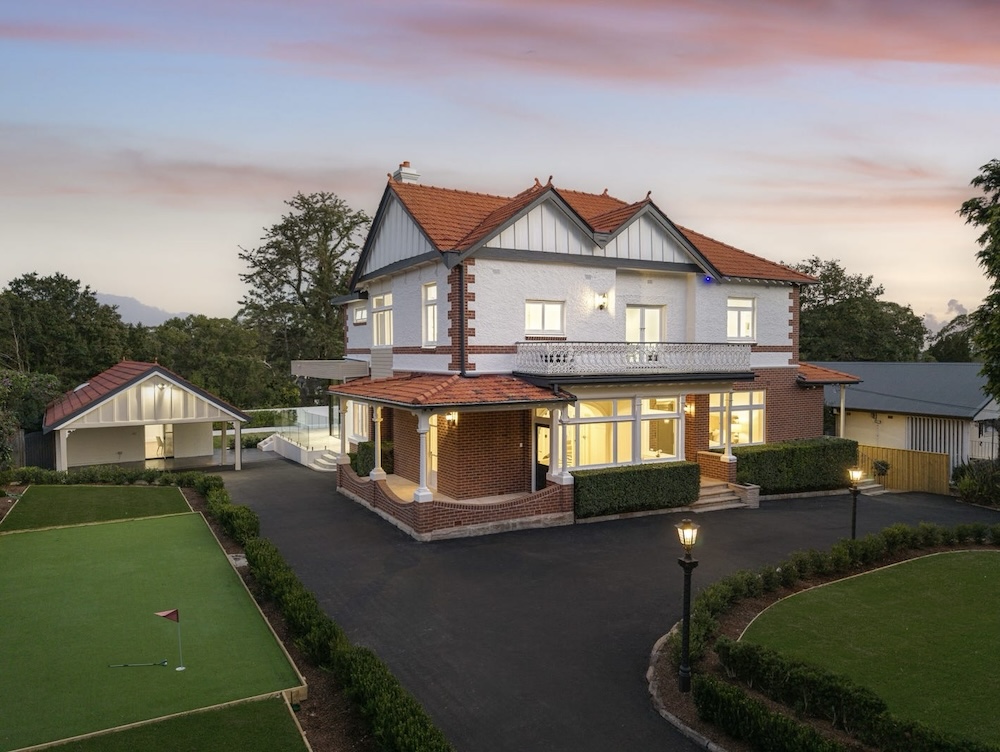 Facade of front yard of 14 Pymble Avenue, Pymble, NSW 2073 , this two story home with mini golf course was the top sale in July 2026