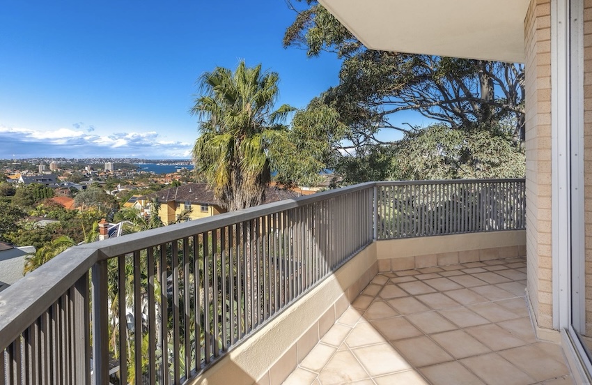 balcony looking out to district views of Sydney Harbour this was the top unit sale in Neutral Bay in July 2026